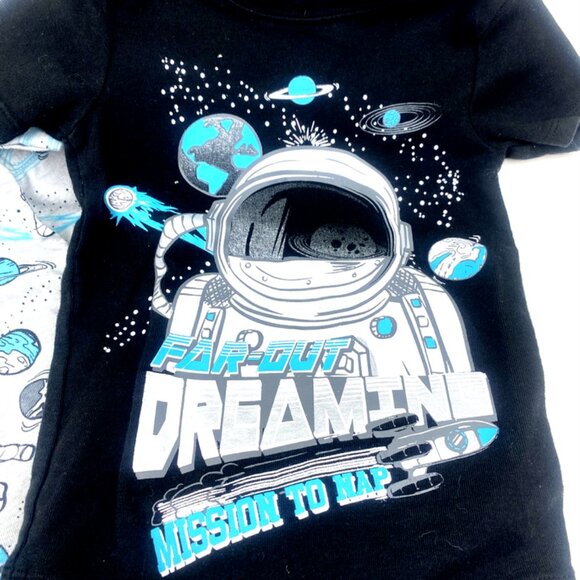 Boys Pajama Sleepwear Set Size 3T Matching 3pc Top Pants Bottoms Space Children - Picture 2 of 6